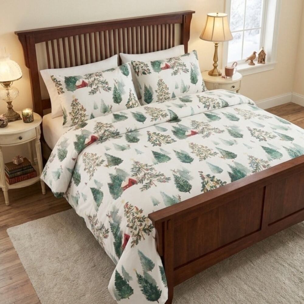 Pottery Barn Christmas in the Country King Duvet Cover 2 Shams Set 3 Pieces